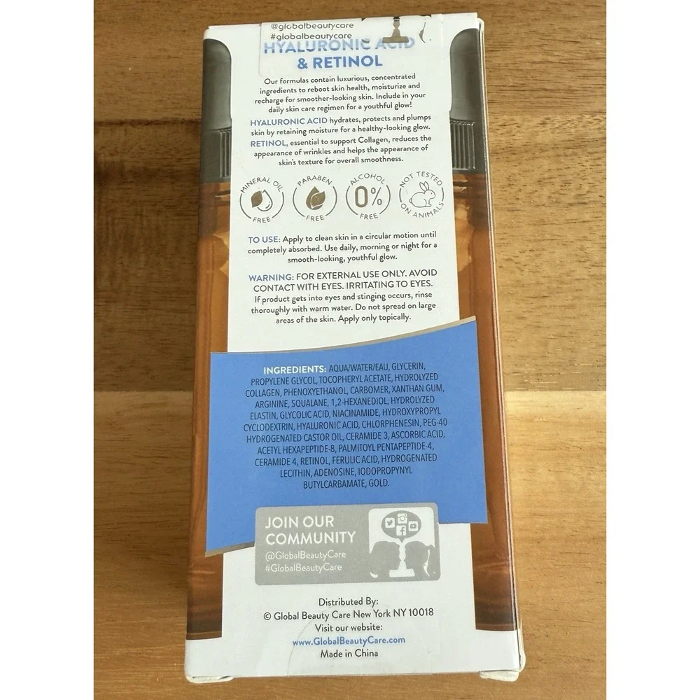 Skin-aid-medics Hyaluronic Acid Retinol Hydrating Facial Serum Depuff & Firm 2oz